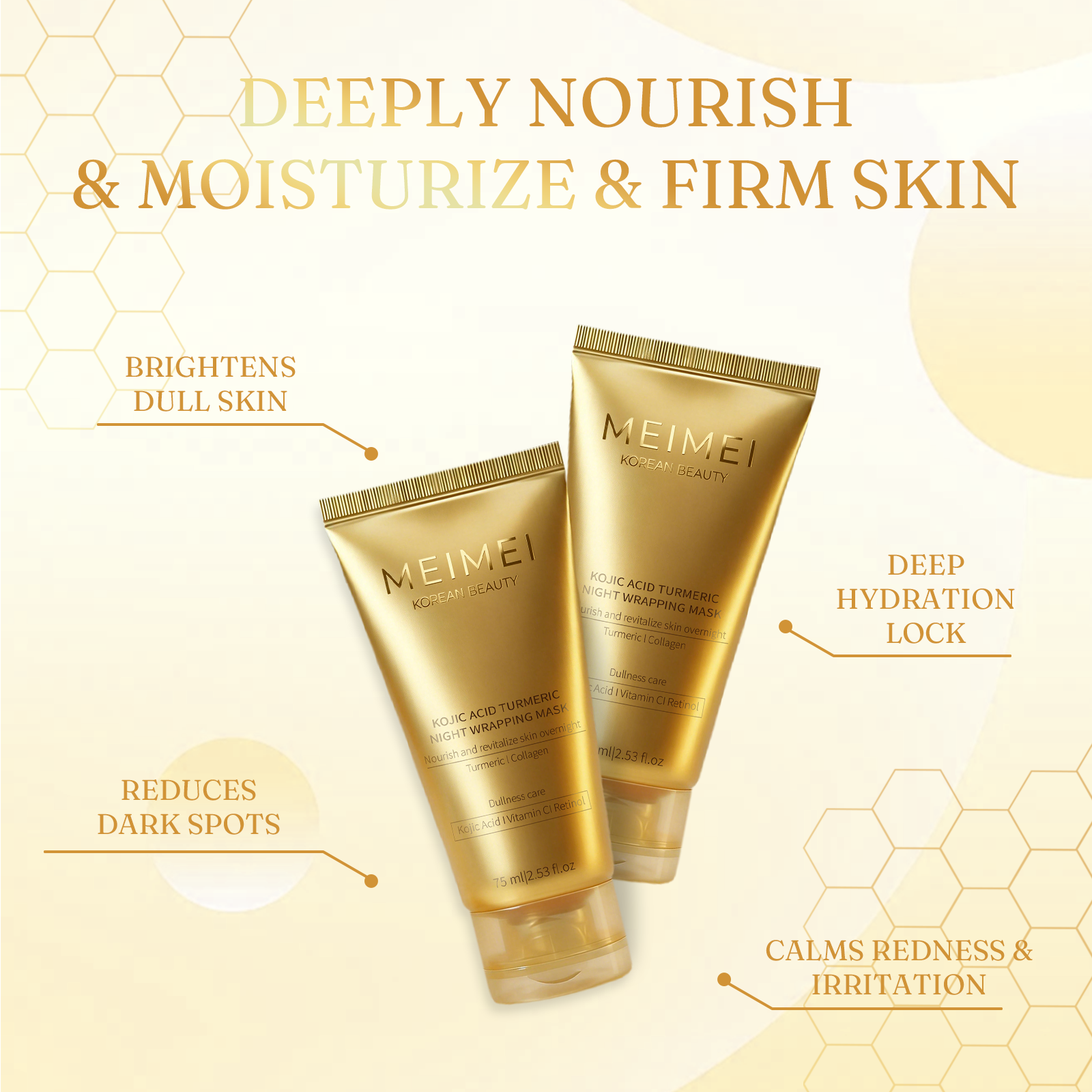 Meimei Turmeric Wrapping Mask With Vitamin C，Kojic Acid Turmeric Wrapping Mask