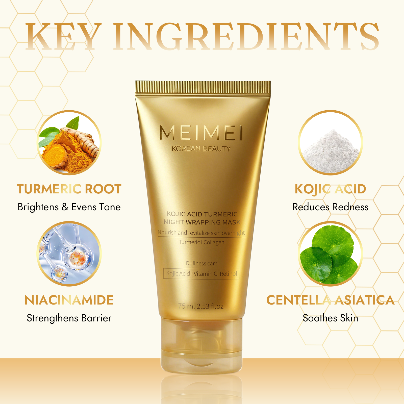 Meimei Turmeric Wrapping Mask With Vitamin C，Kojic Acid Turmeric Wrapping Mask