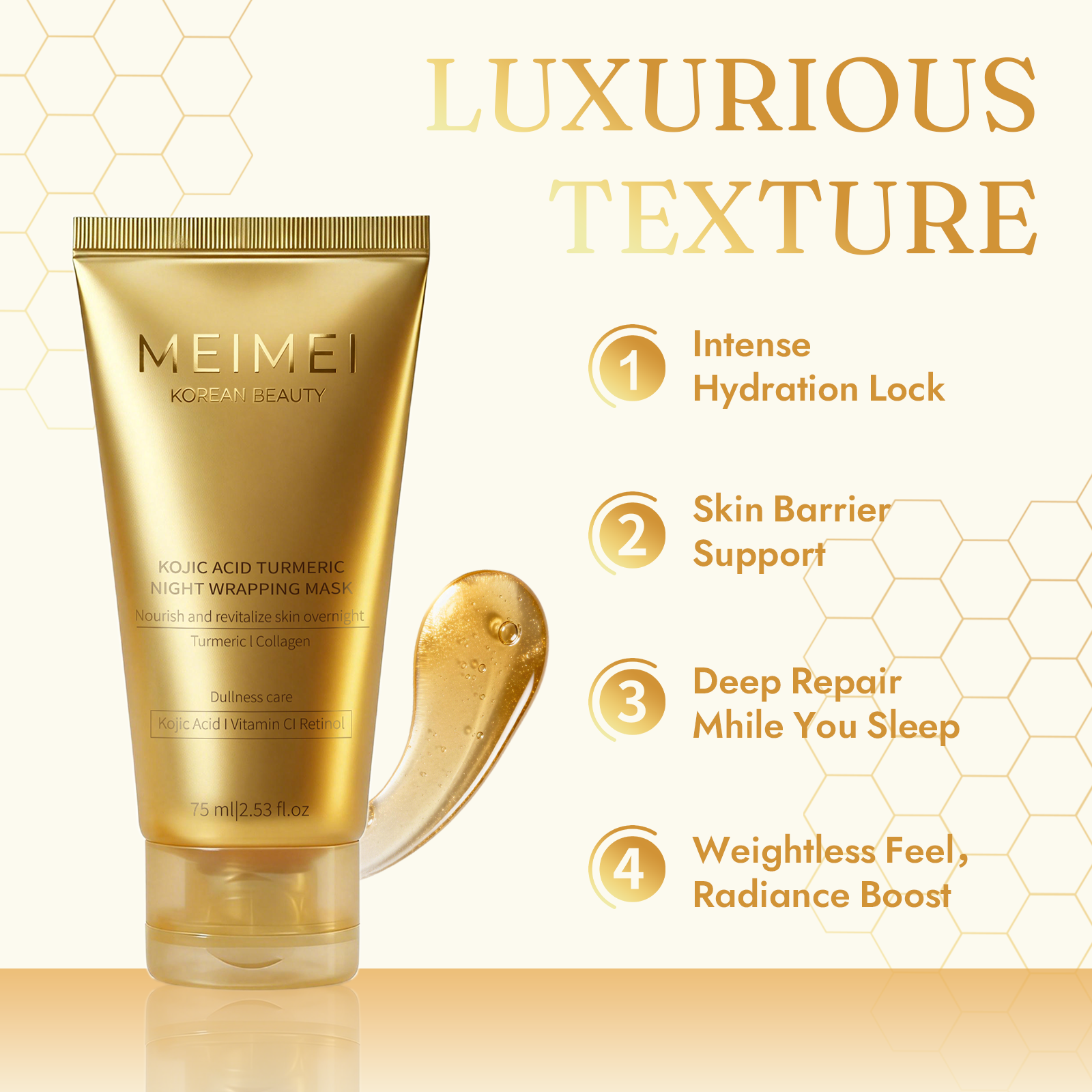 Meimei Turmeric Wrapping Mask With Vitamin C，Kojic Acid Turmeric Wrapping Mask